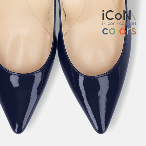 2025SS:iCoN COLORS:ポインテッドトゥ エナメル パンプス(C76531)クラシックネイビー/mamian(マミアン)
