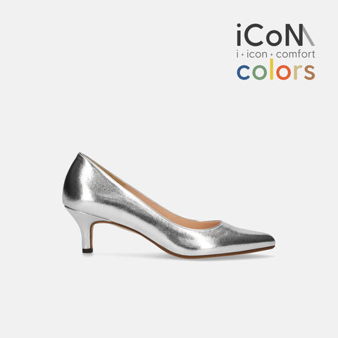 15%OFF:2025SS:iCoN COLORS:ポインテッドトゥ スムース パンプス(C57173)シルバー/mamian(マミアン)
