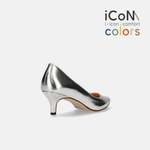 15%OFF:2025SS:iCoN COLORS:ポインテッドトゥ スムース パンプス(C57173)シルバー/mamian(マミアン)