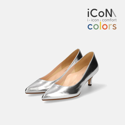 15%OFF:2025SS:iCoN COLORS:ポインテッドトゥ スムース パンプス(C57173)シルバー/mamian(マミアン)