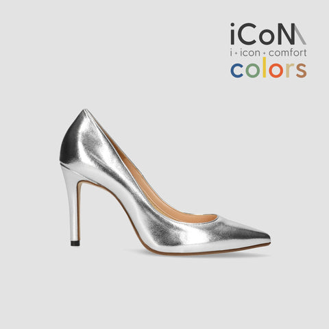 15%OFF:2025SS:iCoN COLORS:ポインテッドトゥ スムース パンプス(C9043)シルバー/mamian(マミアン)