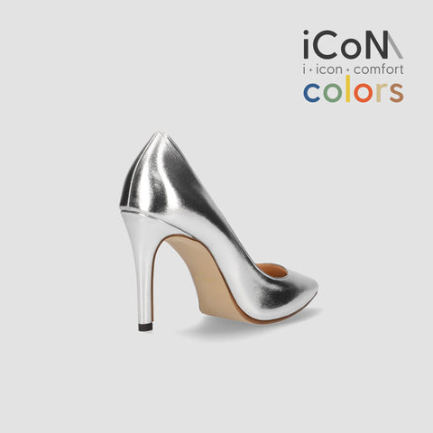 15%OFF:2025SS:iCoN COLORS:ポインテッドトゥ スムース パンプス(C9043)シルバー/mamian(マミアン)