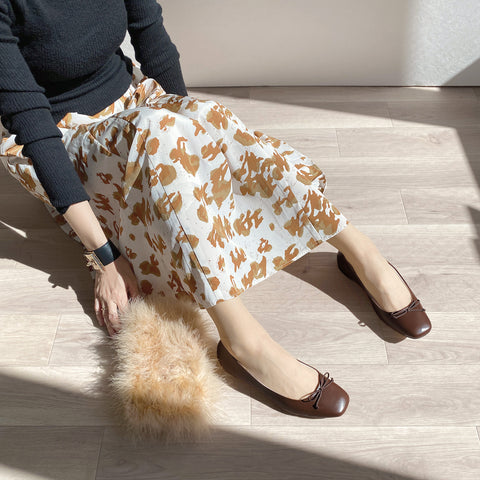 15%OFF:スクエアトゥ バレエシューズ(3377)ブラウン/mamian(マミアン)