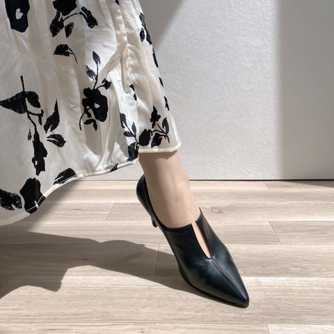 2025AW:フロント スリット ブーティ(7235)ブラック/mamian(マミアン)