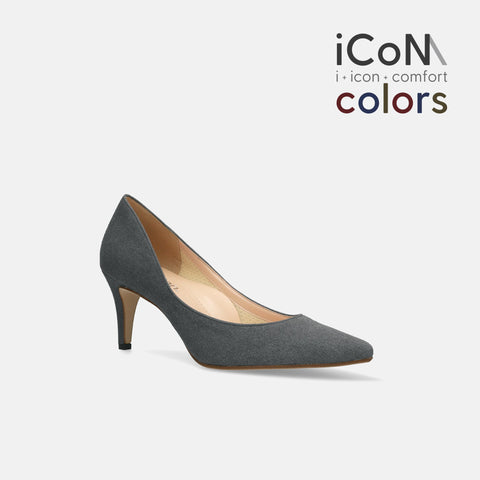 20%OFF:2024AW:iCoN COLORS:ポインテッドトゥ スエード パンプス(C76532)チャコールS/mamian(マミアン)