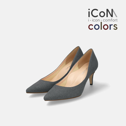 20%OFF:2024AW:iCoN COLORS:ポインテッドトゥ スエード パンプス(C76532)チャコールS/mamian(マミアン)