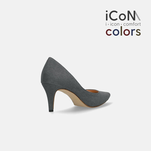 20%OFF:2024AW:iCoN COLORS:ポインテッドトゥ スエード パンプス(C76532)チャコールS/mamian(マミアン)