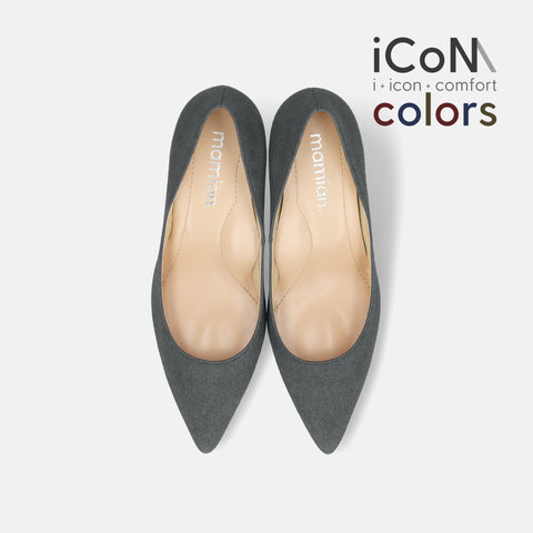 20%OFF:2024AW:iCoN COLORS:ポインテッドトゥ スエード パンプス(C76532)チャコールS/mamian(マミアン)