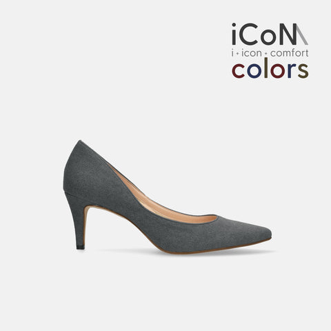20%OFF:2024AW:iCoN COLORS:ポインテッドトゥ スエード パンプス(C76532)チャコールS/mamian(マミアン)