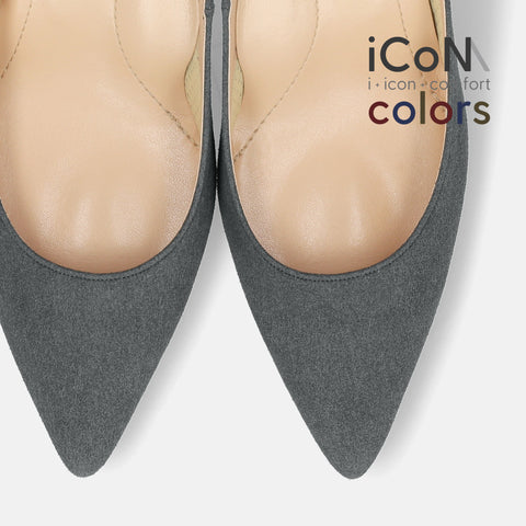 20%OFF:2024AW:iCoN COLORS:ポインテッドトゥ スエード パンプス(C76532)チャコールS/mamian(マミアン)