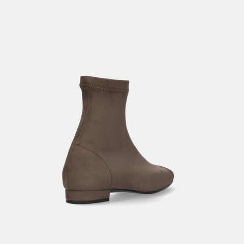 60%OFF:スクエアトゥ ストレッチフラットブーツ(3376)LブラウンS/mamian(マミアン)