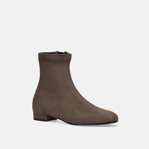 60%OFF:スクエアトゥ ストレッチフラットブーツ(3376)LブラウンS/mamian(マミアン)