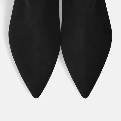 60%OFF:ポインテッドトゥ ストレッチフラットブーツ(4788)ブラックS/mamian(マミアン)
