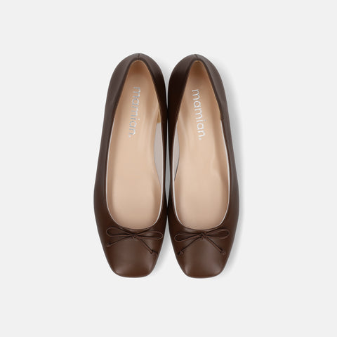 15%OFF:スクエアトゥ バレエシューズ(3377)ブラウン/mamian(マミアン)