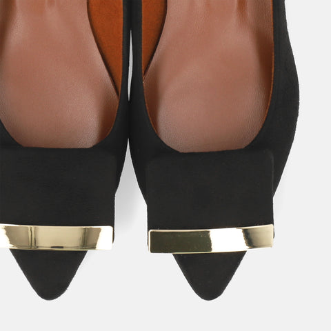 2025AW:アクセントバックル フラットシューズ(m17006)ブラックS/mamian(マミアン)