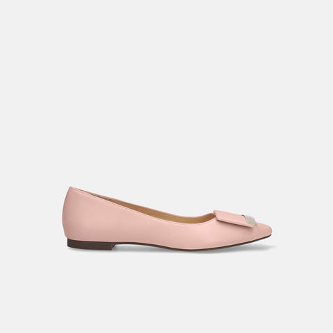 ラストワン30%OFF:アクセントバックル フラットシューズ(m17006)ピンク/mamian(マミアン)