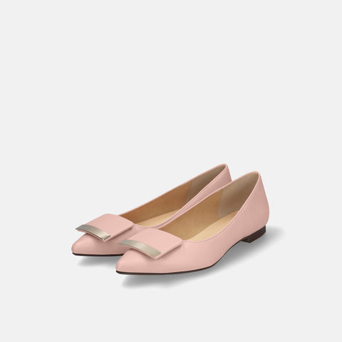 ラストワン30%OFF:アクセントバックル フラットシューズ(m17006)ピンク/mamian(マミアン)