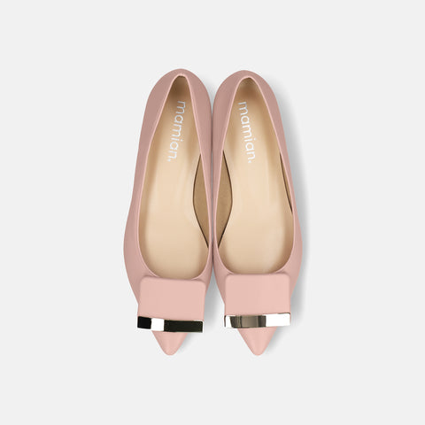 ラストワン30%OFF:アクセントバックル フラットシューズ(m17006)ピンク/mamian(マミアン)