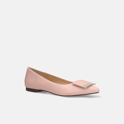 ラストワン30%OFF:アクセントバックル フラットシューズ(m17006)ピンク/mamian(マミアン)