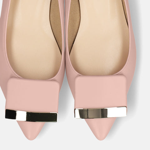 ラストワン30%OFF:アクセントバックル フラットシューズ(m17006)ピンク/mamian(マミアン)