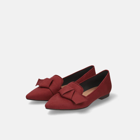 15%OFF:リボン&オペラデザイン フラットシューズ(m17024)ダークレッドS/mamian(マミアン)