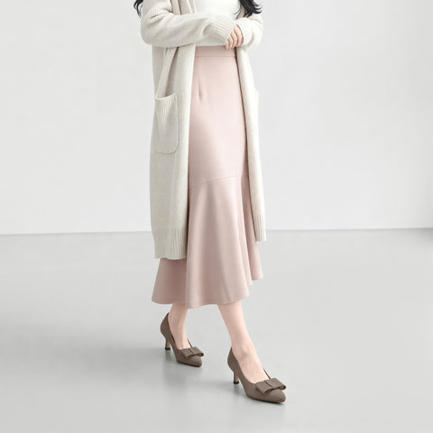 2025AW:スクエアリボン パンプス(m45010)グレージュS