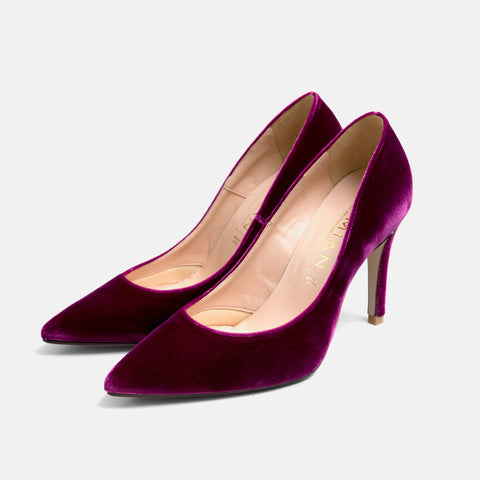 50%OFF:ベルベット調 ハイヒール パンプス(961aw1-ag)グレープベルベット/mamian(マミアン)