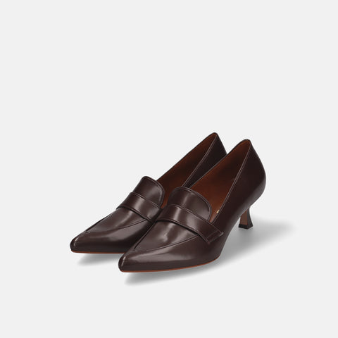 20%OFF:ポインテッドトゥ ローファー パンプス(m55204)ダークブラウンG/mamian(マミアン)