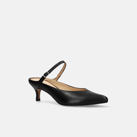 15%OFF:2024SS:甲ストラップ付き ミュールスタイル パンプス(m55216)ブラック/mamian(マミアン)