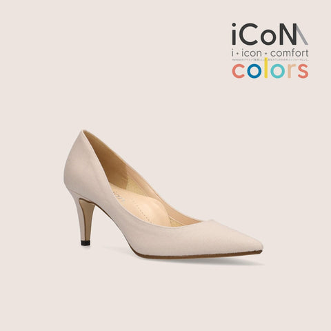 ラストワンiCoN COLORS:ポインテッドトゥ リネン パンプス(C76535)グレージュL/mamian(マミアン)