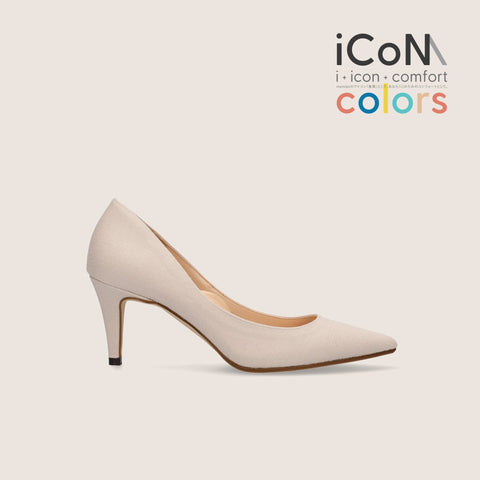 ラストワンiCoN COLORS:ポインテッドトゥ リネン パンプス(C76535)グレージュL/mamian(マミアン)
