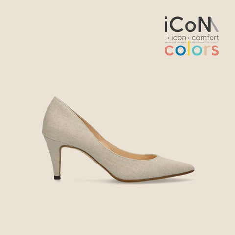 ラストワンiCoN COLORS:ポインテッドトゥ リネン パンプス(C76535)キナリL/mamian(マミアン)