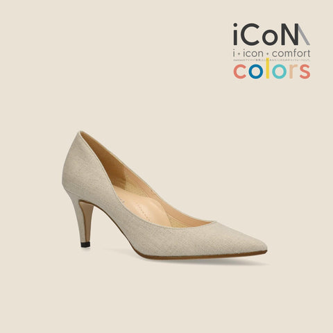 ラストワンiCoN COLORS:ポインテッドトゥ リネン パンプス(C76535)キナリL/mamian(マミアン)
