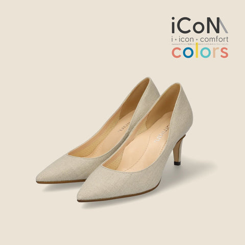 ラストワンiCoN COLORS:ポインテッドトゥ リネン パンプス(C76535)キナリL/mamian(マミアン)