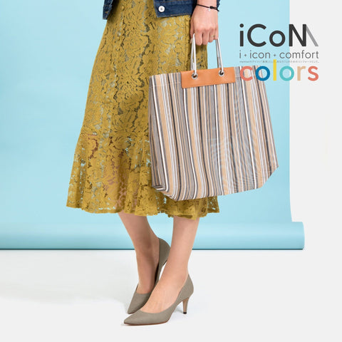 50%OFF:iCoN COLORS:ポインテッドトゥ リネン パンプス(C76535)SカーキL/mamian(マミアン)