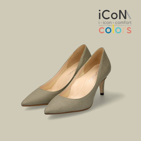 50%OFF:iCoN COLORS:ポインテッドトゥ リネン パンプス(C76535)SカーキL/mamian(マミアン)