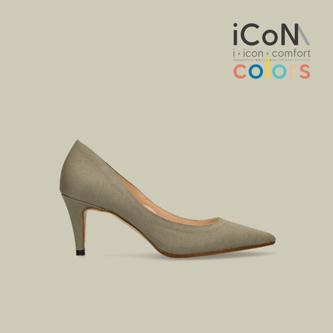 50%OFF:iCoN COLORS:ポインテッドトゥ リネン パンプス(C76535)SカーキL/mamian(マミアン)