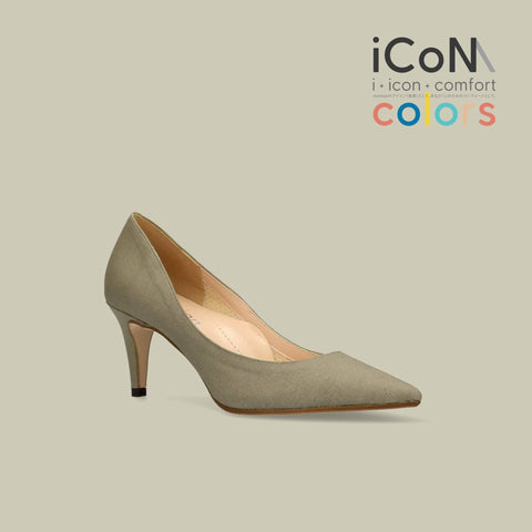 50%OFF:iCoN COLORS:ポインテッドトゥ リネン パンプス(C76535)SカーキL/mamian(マミアン)