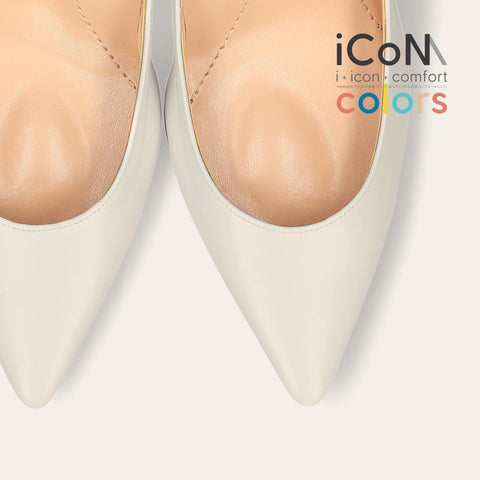 ラストワン30%OFF:iCoN COLORS:ポインテッドトゥ スムース パンプス(C76533)アイボリー/mamian(マミアン)