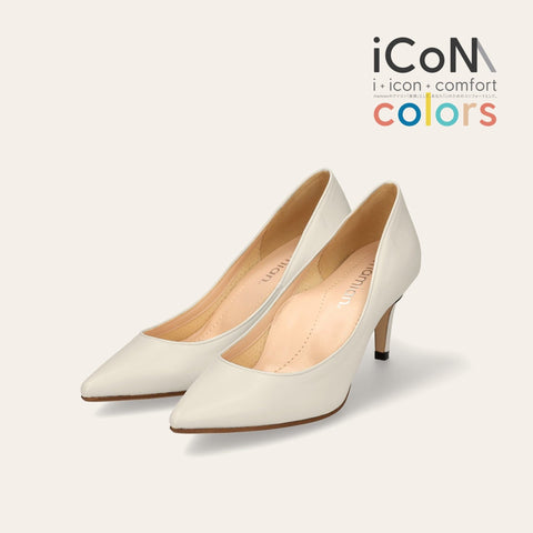 ラストワン30%OFF:iCoN COLORS:ポインテッドトゥ スムース パンプス(C76533)アイボリー/mamian(マミアン)