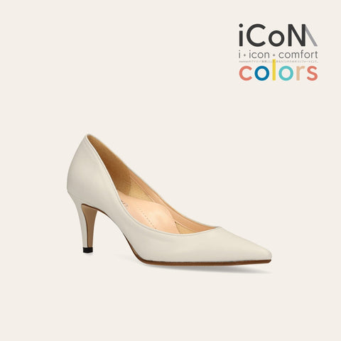 ラストワン30%OFF:iCoN COLORS:ポインテッドトゥ スムース パンプス(C76533)アイボリー/mamian(マミアン)