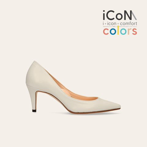 ラストワン30%OFF:iCoN COLORS:ポインテッドトゥ スムース パンプス(C76533)アイボリー/mamian(マミアン)