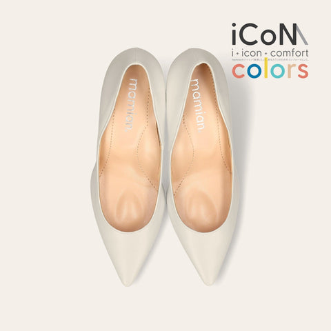 ラストワン30%OFF:iCoN COLORS:ポインテッドトゥ スムース パンプス(C76533)アイボリー/mamian(マミアン)
