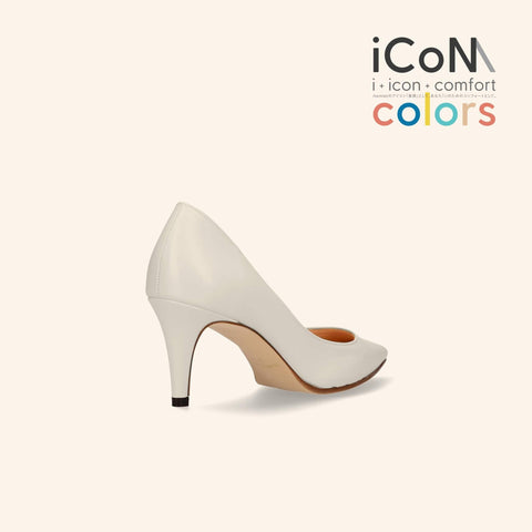 ラストワン30%OFF:iCoN COLORS:ポインテッドトゥ スムース パンプス(C76533)アイボリー/mamian(マミアン)
