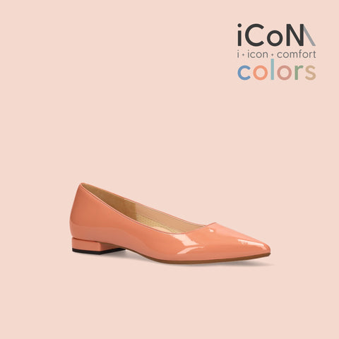 50%OFF:iCoN COLORS:ポインテッドトゥ エナメル フラットシューズ(C20141)SオレンジE/mamian(マミアン)