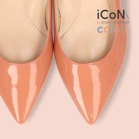 50%OFF:iCoN COLORS:ポインテッドトゥ エナメル フラットシューズ(C20141)SオレンジE/mamian(マミアン)