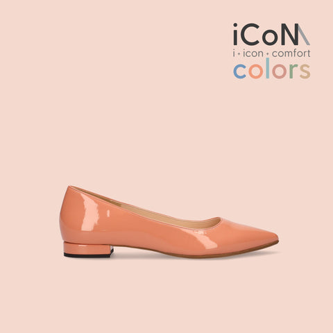 50%OFF:iCoN COLORS:ポインテッドトゥ エナメル フラットシューズ(C20141)SオレンジE/mamian(マミアン)