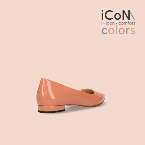 50%OFF:iCoN COLORS:ポインテッドトゥ エナメル フラットシューズ(C20141)SオレンジE/mamian(マミアン)