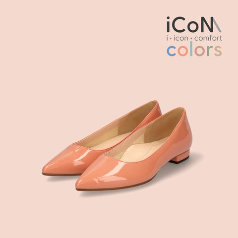 50%OFF:iCoN COLORS:ポインテッドトゥ エナメル フラットシューズ(C20141)SオレンジE/mamian(マミアン)