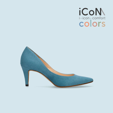 30%OFF:iCoN COLORS:ポインテッドトゥ スエード パンプス(C76532)SブルーS/mamian(マミアン)